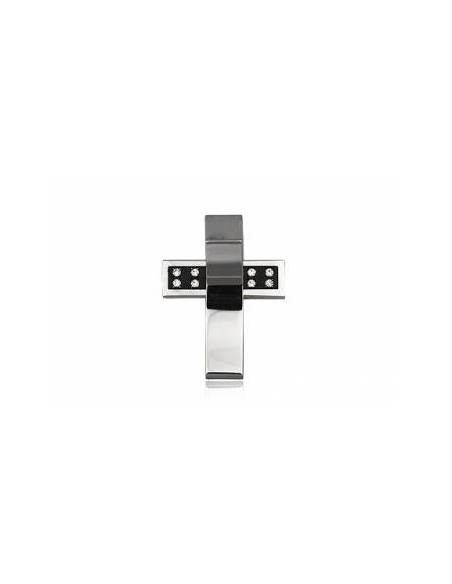 COLGANTE CRUZ BICOLOR DE ACERO CON CIRCONITAS