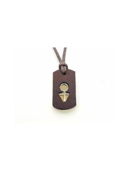 COLGANTE SIMBOLO SIMIL MADERA Y TELA