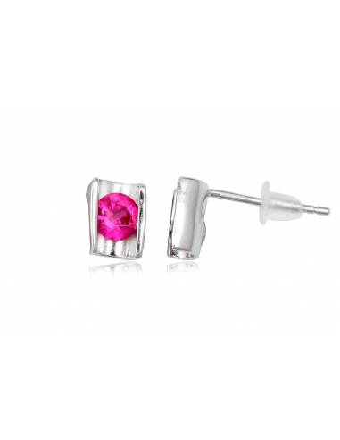 PENDIENTES DE PLATA CON CIRCONITA RUBI