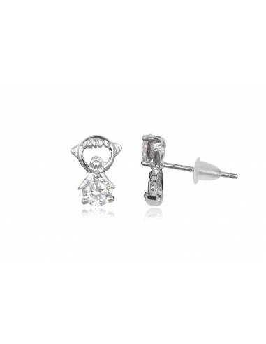 PENDIENTES MODELO GATITO DE PLATA Y CIRCONITAS