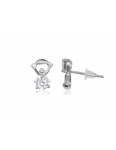PENDIENTES MODELO GATITO DE PLATA Y CIRCONITAS