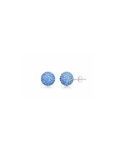 PENDIENTES BOLA DE PLATA Y CRISTAL SWAROVSKI 1cm
