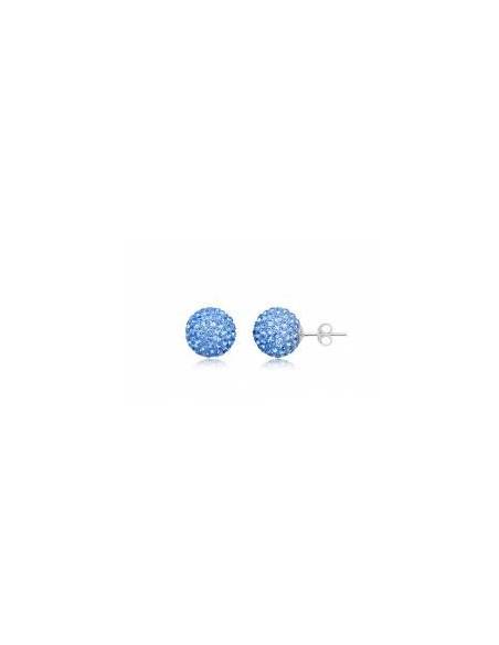 PENDIENTES BOLA DE PLATA Y CRISTAL SWAROVSKI 1cm