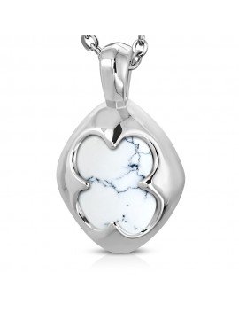 COLGANTE TREBOL DE LA SUERTE CON PIEDRA TURQUESA ONIX EN...